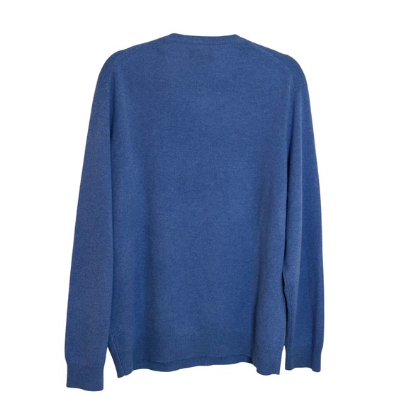 Club Room 100% 2-Ply Cashmere V Neck Sweater Men's Size L Blue Classic Preppy - Picture 2 of 8